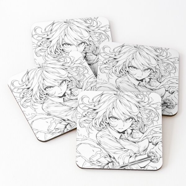 Item preview, Warrior Girl with Katana – High-Energy Linework Design designed and sold by Dyan4.
