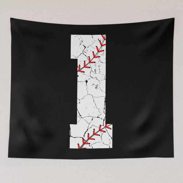 Item preview, Baseball Birthday 1 Distressed Number with Red Stitches designed and sold by JRRTs.