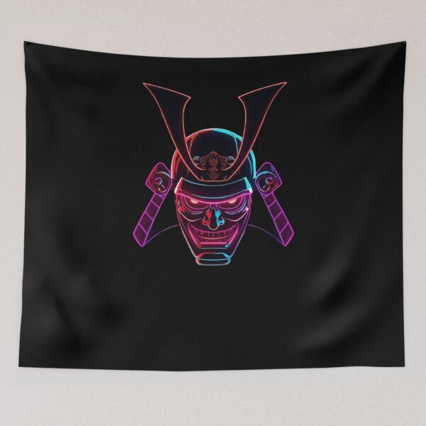 Item preview, Glowing Samurai Mask – Neon Warrior Spirit designed and sold by mari0n980.