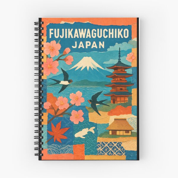 Item preview, Fujikawaguchiko Japan Collage Poster - Mount Fuji & Ukiyo-e Waves designed and sold by Cosmopolis.