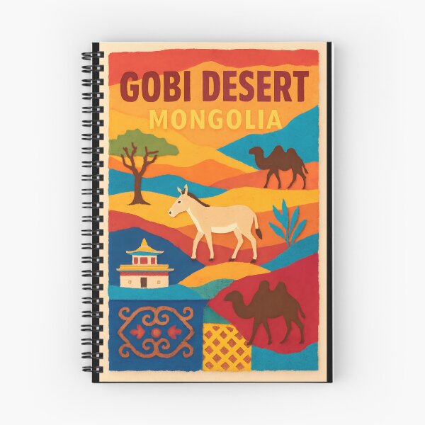 Item preview, Gobi Desert Mongolia Collage Poster - Felt Applique Nomads designed and sold by Cosmopolis.
