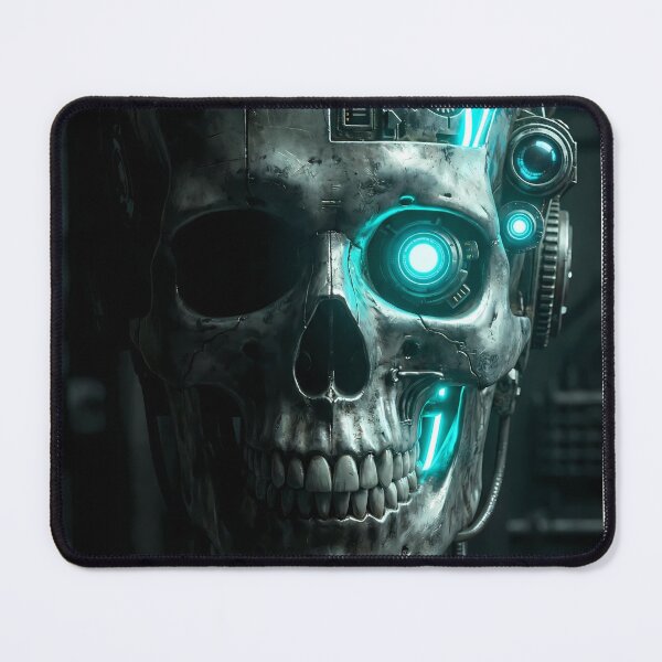 Item preview, Cyberpunk Mecha Skull – Blue Neon Sci-Fi Art designed and sold by The Aura Lab.