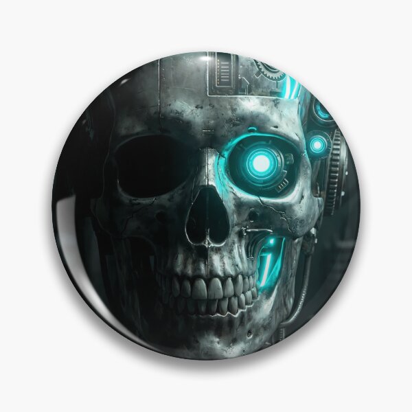Item preview, Cyberpunk Mecha Skull – Blue Neon Sci-Fi Art designed and sold by The Aura Lab.
