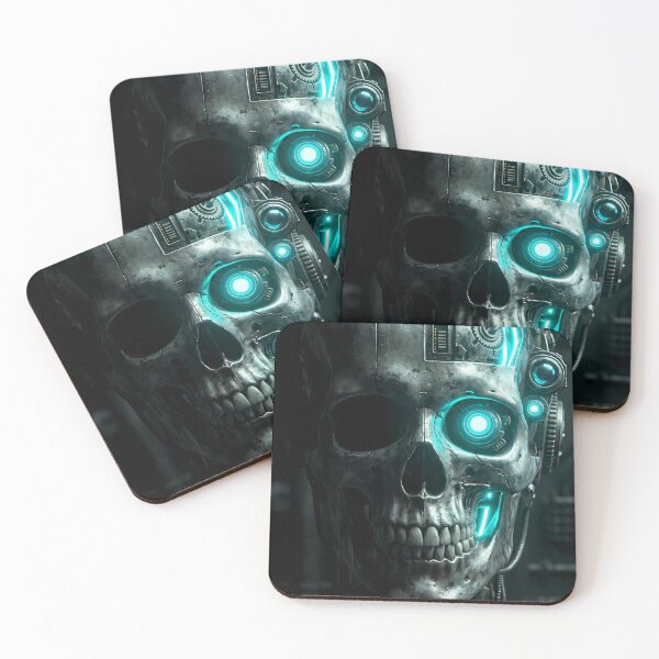 Item preview, Cyberpunk Mecha Skull – Blue Neon Sci-Fi Art designed and sold by The Aura Lab.