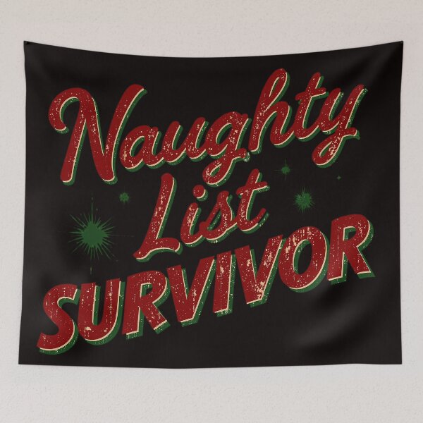 Item preview, Naughty List Survivor Funny Christmas Shirt, Vintage Holiday Gift, Sarcastic Santa Tee designed and sold by linker Inc.