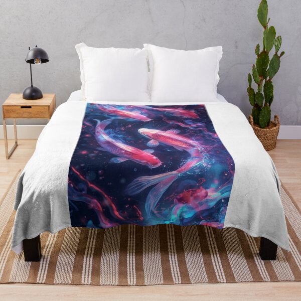 Item preview, Neon Koi Fish – Glowing Water Spirals designed and sold by mari0n980.