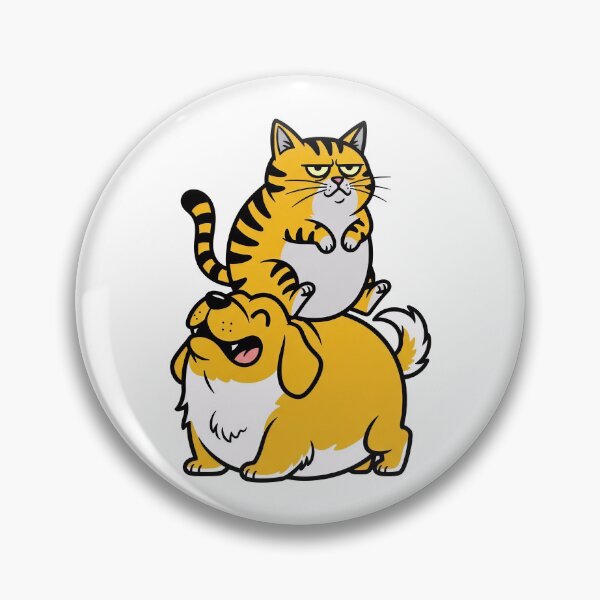 Item preview, Grumpy striped cat sits happily upon laughing dog designed and sold by Cute-Ur-Day.