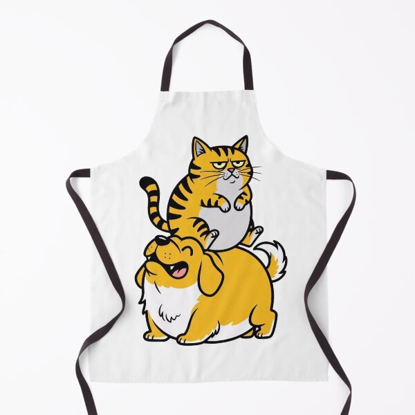 Item preview, Grumpy striped cat sits happily upon laughing dog designed and sold by Cute-Ur-Day.