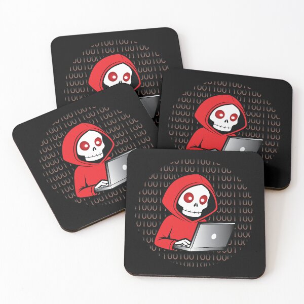 Artikelvorschau, Aufkleber „Hacker mit Skelett im roten Hoodie“ – Geschenk für Technikbegeisterte mit Cyber-Schädel-Motiv entworfen und verkauft von Mr-Ma-Studio.