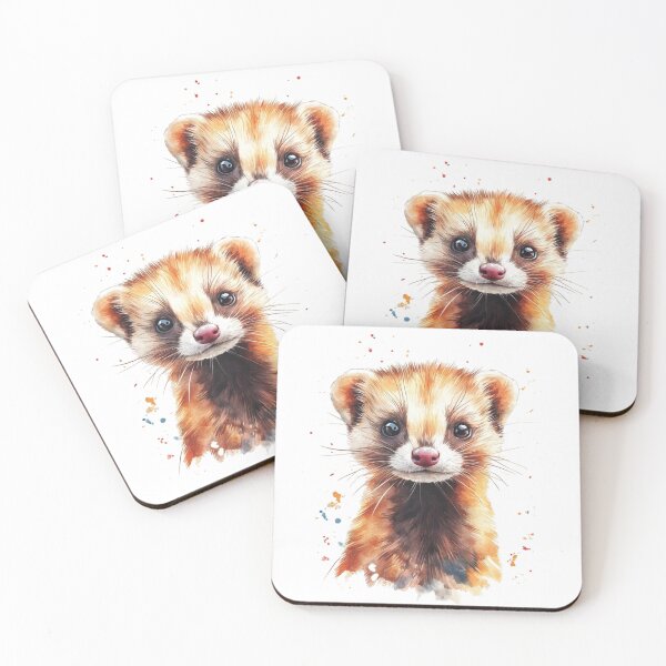 Item preview, Watercolor Ferret Portrait – Cute Curious Pet Ferret Illustration designed and sold by PaperieJennifer.