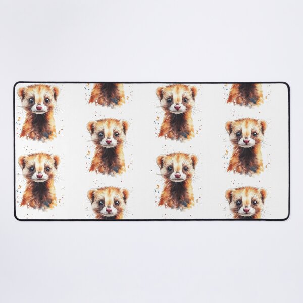 Item preview, Watercolor Ferret Portrait – Cute Curious Pet Ferret Illustration designed and sold by PaperieJennifer.