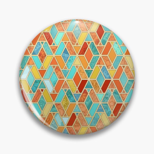 Item preview, Tangerine & Turquoise Geometric Tile Pattern designed and sold by micklyn.