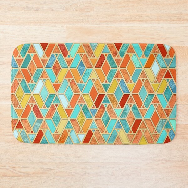 Item preview, Tangerine & Turquoise Geometric Tile Pattern designed and sold by micklyn.