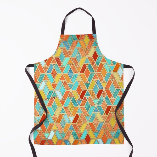 Item preview, Tangerine & Turquoise Geometric Tile Pattern designed and sold by micklyn.