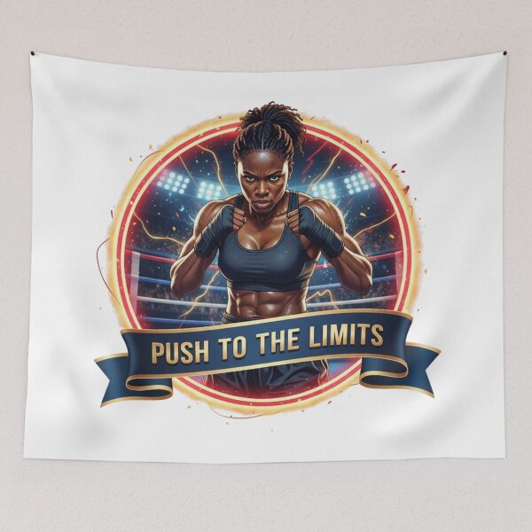 Item preview, Push to the Limits Boxer Logo T-Shirt Design | Championship Fighting Pop Art designed and sold by BoldBloomArt.