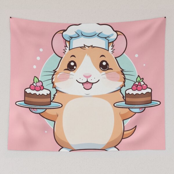 Item preview,  Kawaii Hamster Chef – Cute Chibi Animal with Cakes & Pastel Colors designed and sold by Visualynx.