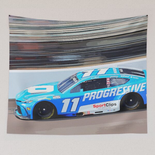 Item preview, Denny Hamlin racing his 2025 Nascar Cupcar on the Indianapolis Motor Speedway watercolor designed and sold by Rodissimus1984.