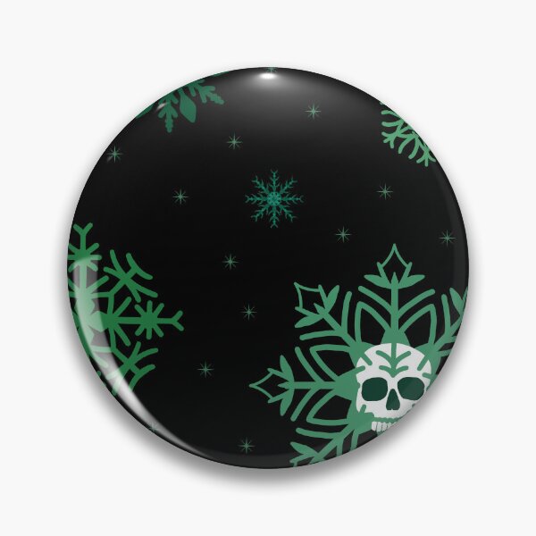 Item preview, Gothic Emerald Snowflakes Pattern – Dark Winter Aesthetic with Skull Accent designed and sold by OOctopusStore.