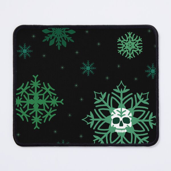 Item preview, Gothic Emerald Snowflakes Pattern – Dark Winter Aesthetic with Skull Accent designed and sold by OOctopusStore.