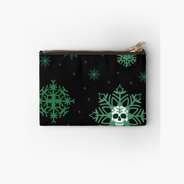 Item preview, Gothic Emerald Snowflakes Pattern – Dark Winter Aesthetic with Skull Accent designed and sold by OOctopusStore.