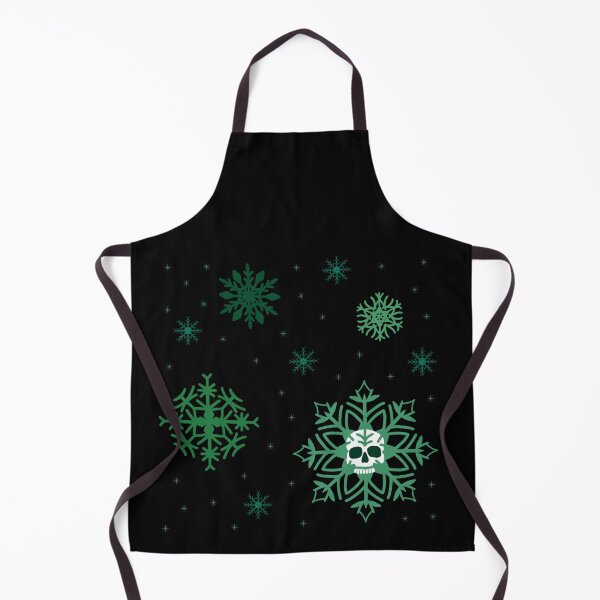 Item preview, Gothic Emerald Snowflakes Pattern – Dark Winter Aesthetic with Skull Accent designed and sold by OOctopusStore.