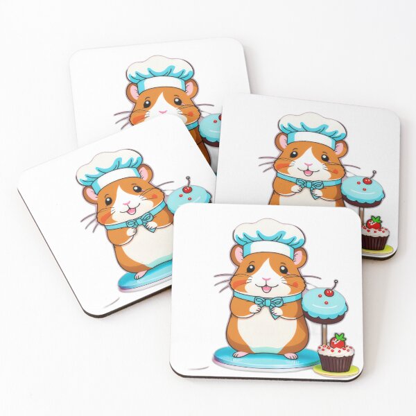 Item preview, Kawaii Animal Chef – Hamster with Cakes in Chibi Cartoon Style designed and sold by Visualynx.