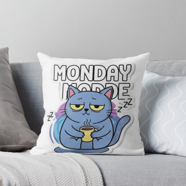Item preview, Monday Mode: Sleepy Blue Cat Coffee Sticker – Wake‑Up‑Later Vibes! designed and sold by KpStickers-101.