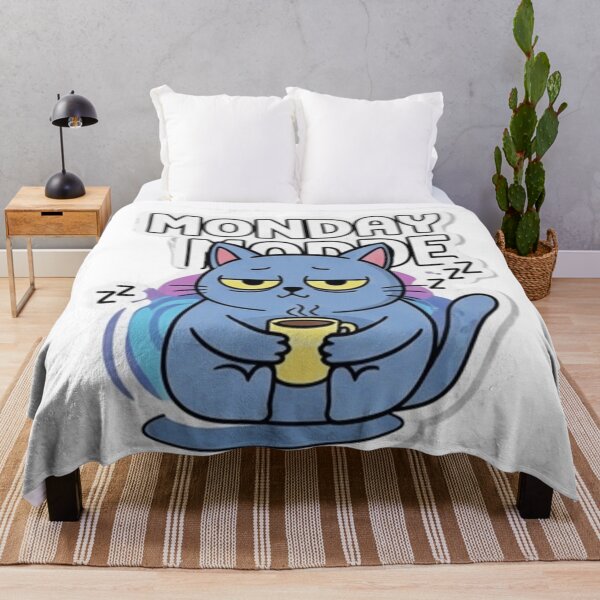 Item preview, Monday Mode: Sleepy Blue Cat Coffee Sticker – Wake‑Up‑Later Vibes! designed and sold by KpStickers-101.