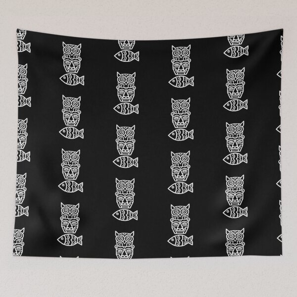 Item preview, Mystical Totem of Owl, Lion and Fish Line Art designed and sold by optimusprime39.