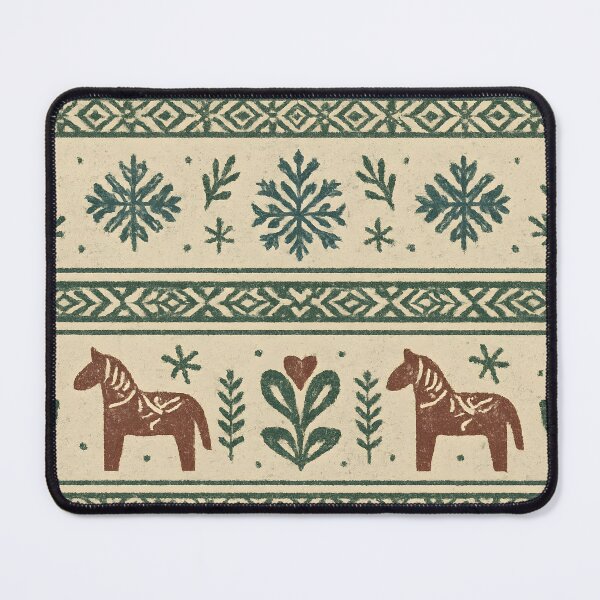 Item preview, Scandinavian Folk Winter Dala Horse Seamless Pattern – Vintage Ink designed and sold by Artsy-With.