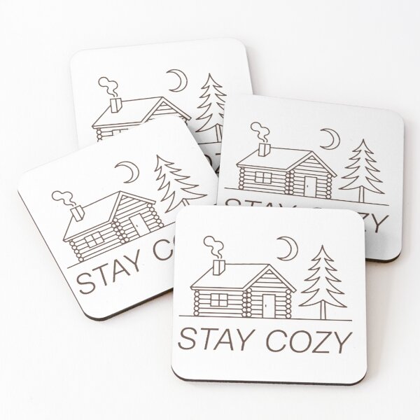 Item preview, Stay Cozy Log Cabin Line Art - Rustic Winter Minimalist Design designed and sold by Mido-artister.
