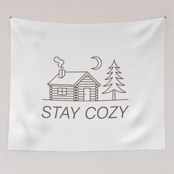 Item preview, Stay Cozy Log Cabin Line Art - Rustic Winter Minimalist Design designed and sold by Mido-artister.