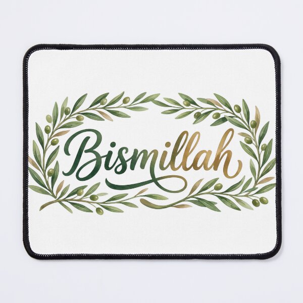 Item preview, Aesthetic Bismillah Arabic Calligraphy Olive Wreath designed and sold by Faithful Uswa Prints.