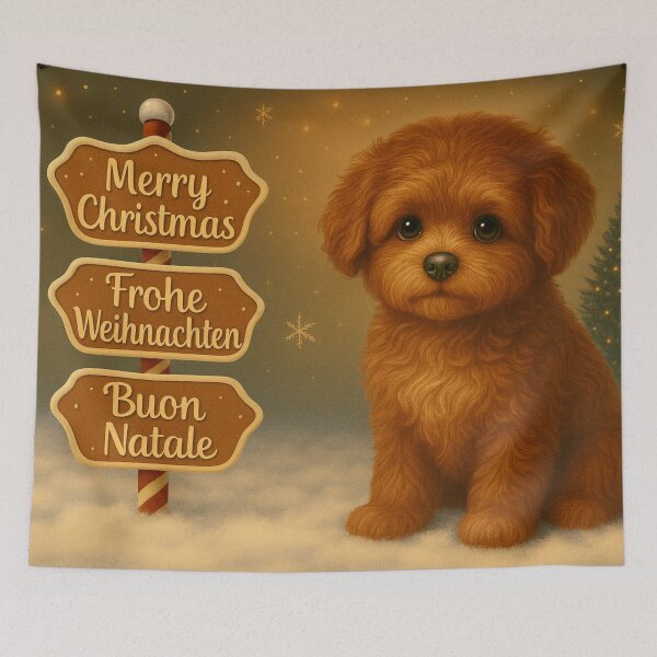 Item preview, Golden Maltipoo Premium Christmas Puppy Art designed and sold by GivingJoy.