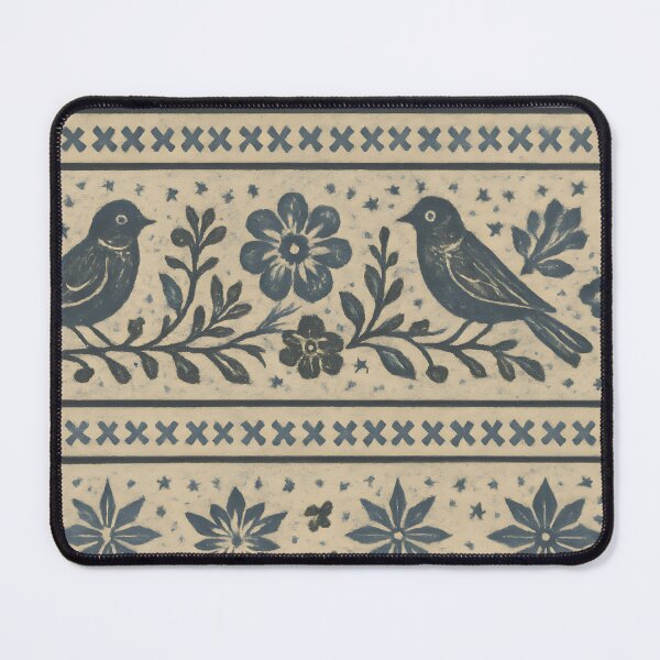 Item preview, Czech Folk Winter Flowers & Birds Seamless Pattern – Vintage Ink designed and sold by Artsy-With.