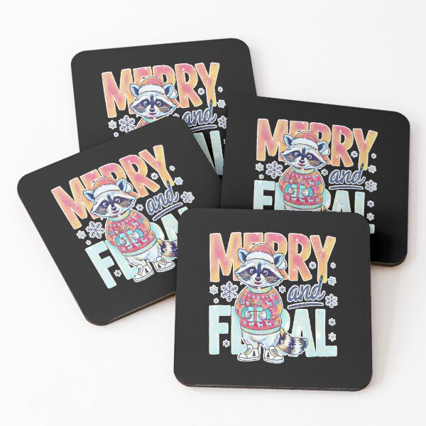 Item preview, Merry and Feral Raccoon – Cute Christmas Pun designed and sold by creativerooney.