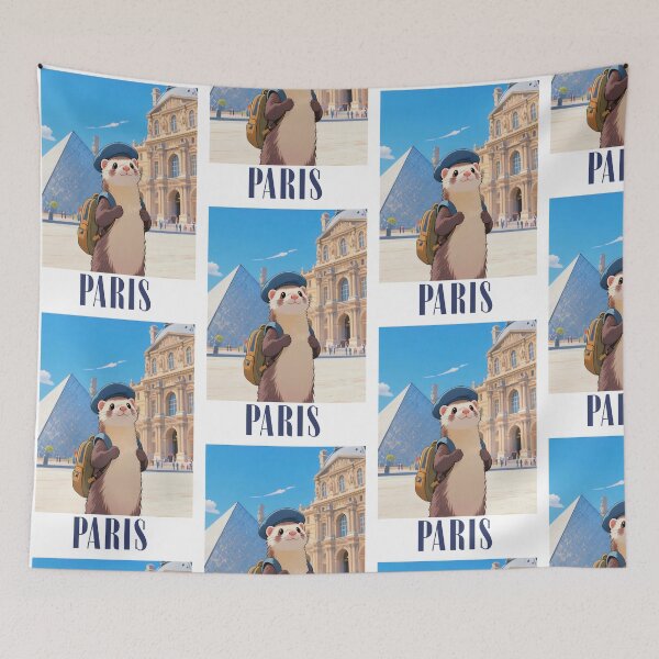 Item preview, Cute Ferret In The Louvre Museum Paris Retro-modern Version  designed and sold by Aguilar Trips.