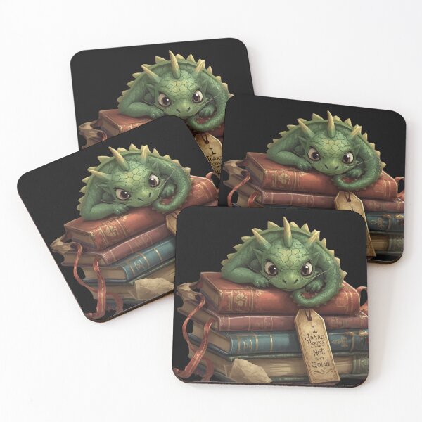 Item preview, Cute Dragon & Book Stack Illustration designed and sold by Scattered-Words.