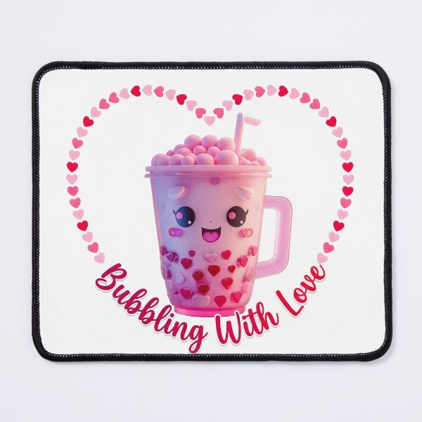 Item preview, Bubbling With Love - Cute 3D Heart Bubble Tea Kawaii Valentine designed and sold by xper-t-s.