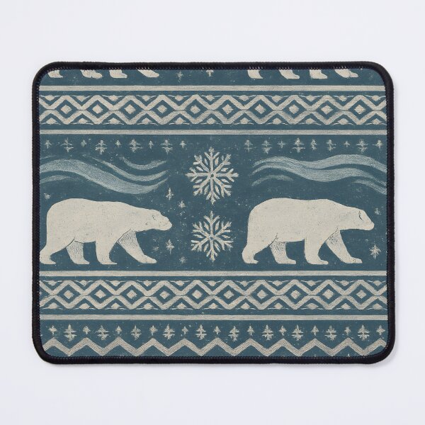 Item preview, Finnish Folk Winter Polar Bear & Aurora Seamless Pattern – Vintage Ink designed and sold by Artsy-With.