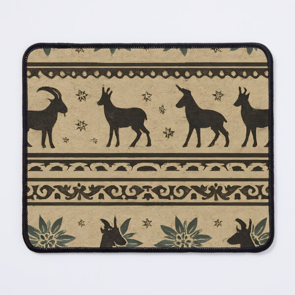 Item preview, Swiss Alpine Folk Chalet & Wildlife Seamless Pattern – Vintage Ink designed and sold by Artsy-With.