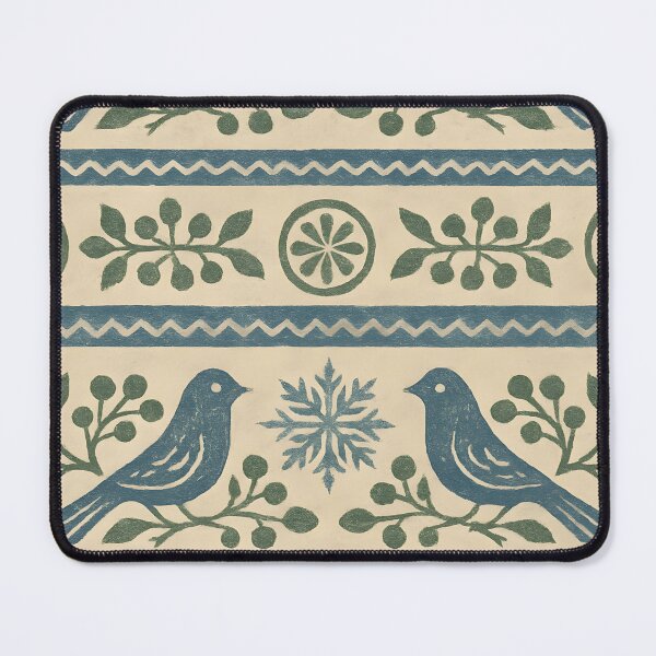 Item preview, Swedish Folk Winter Birds & Berries Seamless Pattern – Vintage Ink designed and sold by Artsy-With.