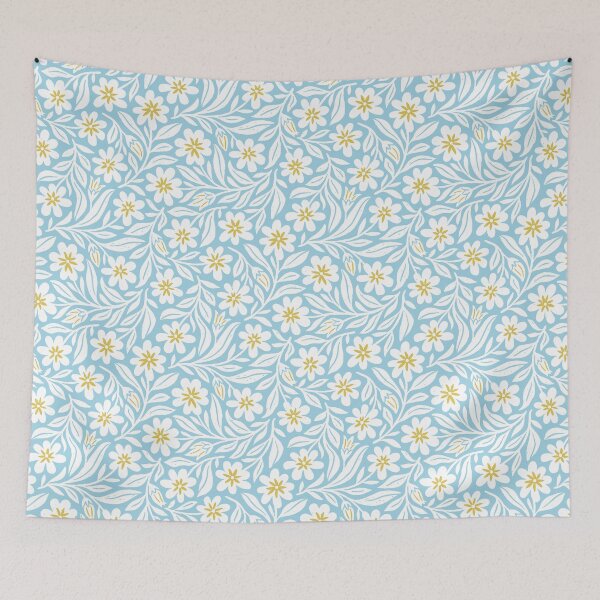 Item preview, Forget me not whimsical floral pattern on blue designed and sold by Miss-Belle.