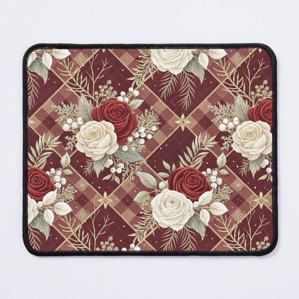 Item preview, Elegant design with a checkered pattern and roses for Christmas designed and sold by Merrylands Artshop.