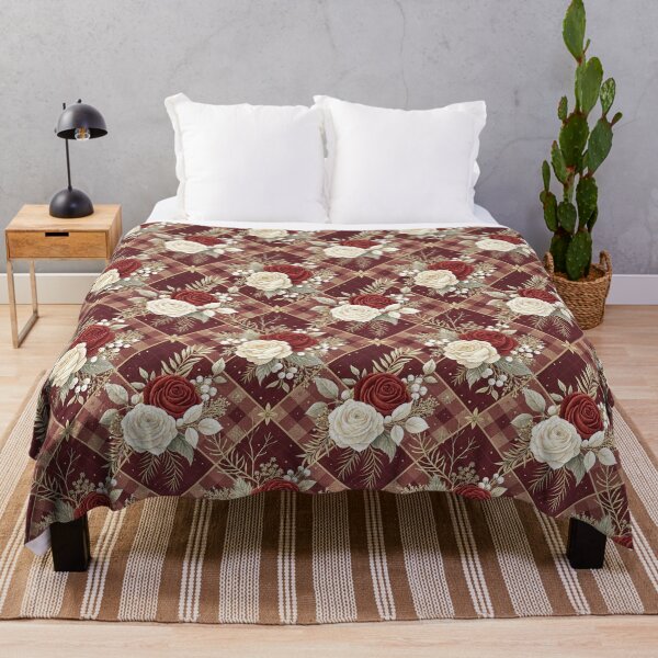 Item preview, Elegant design with a checkered pattern and roses for Christmas designed and sold by Merrylands Artshop.