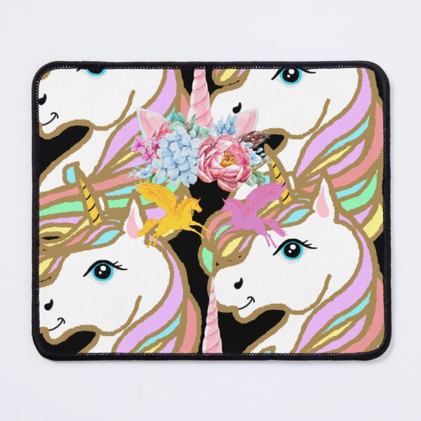 Item preview,  Magical Unicorn Garden - Floral Unicorn Pattern Black designed and sold by Extremeallie.
