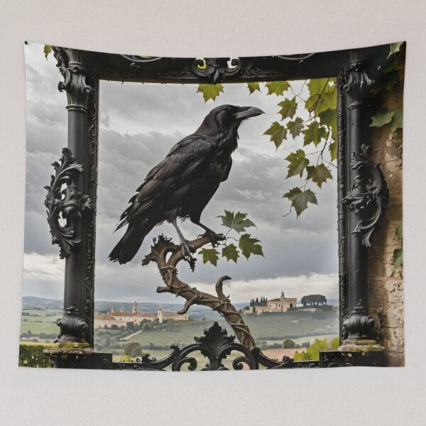 Item preview,  Dark Raven Artwork – Gothic Fantasy Art with Antique Frame designed and sold by Visualynx.