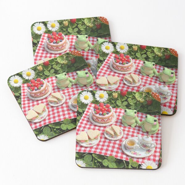 Item preview, Tea Party Frogs - Whimsical Miniature Cottagecore Scene designed and sold by SavinMercantile.