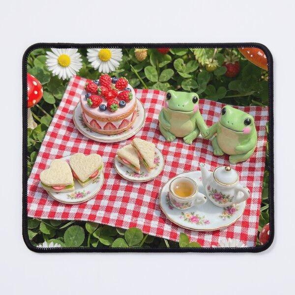 Item preview, Tea Party Frogs - Whimsical Miniature Cottagecore Scene designed and sold by SavinMercantile.
