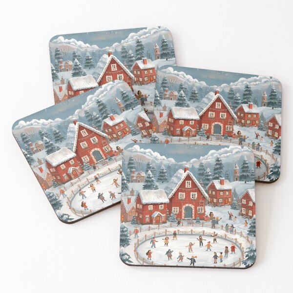 Item preview, Cozy Scandinavian Winter Village Scene designed and sold by AMPrintsArt.